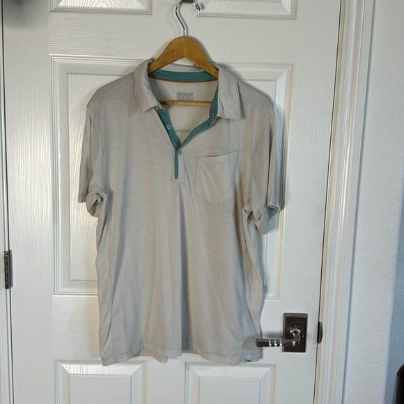 Outdoor Research Cream and Teal Polo Shirt - Picture 1 of 5